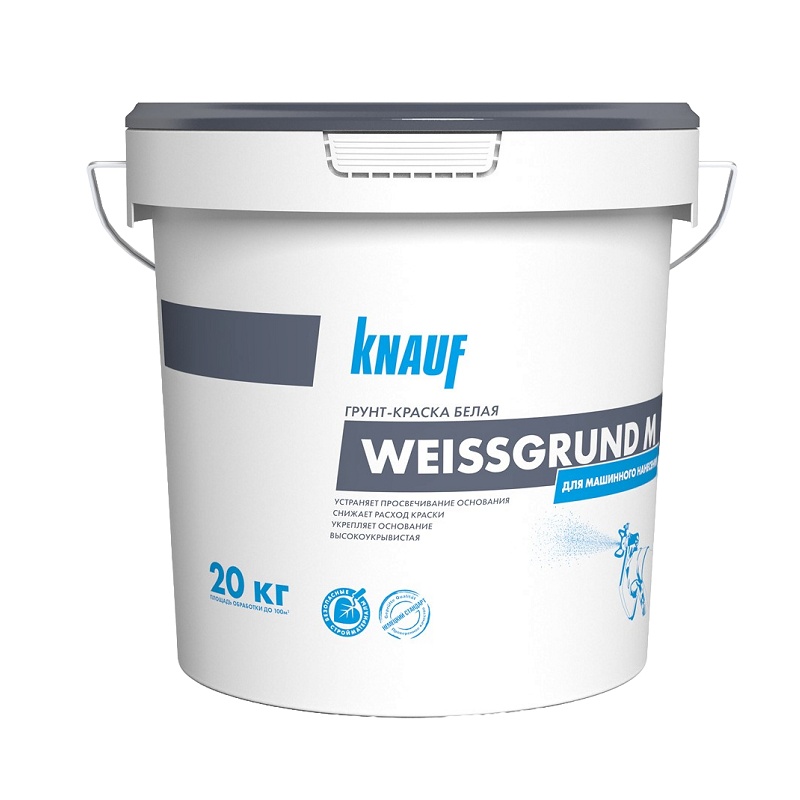 Грунт-краска Knauf Weissgrund M, высокоукрывистая морозостойкая (15 кг)