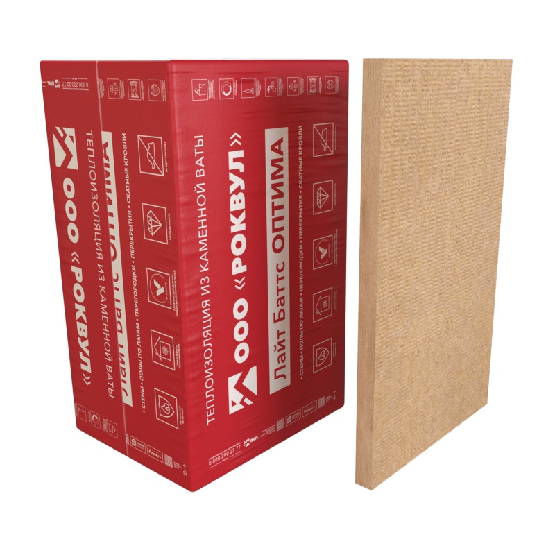 Утеплитель Rockwool Лайт Баттс Оптима 1000х600х50 мм, 10 шт