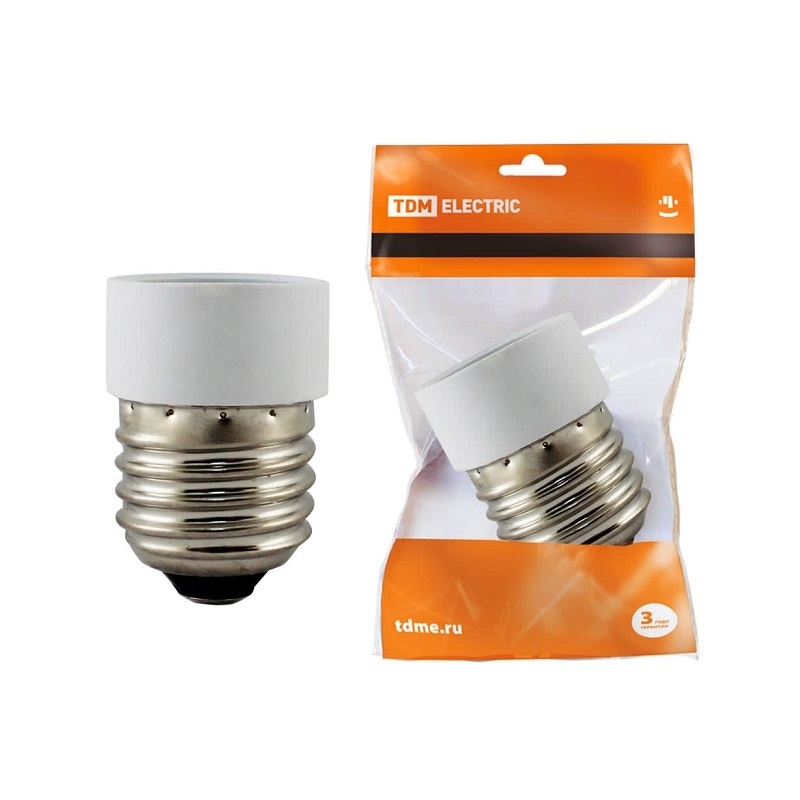 Переходник E27-E14 полипропилен, 230В, белый