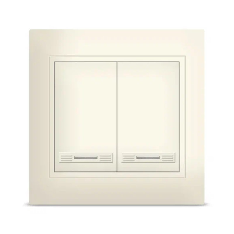 Выключатель в сборе с/у Севиль  Б-С0123, 2 клавиши, с/инд, IP20, слоновая кость