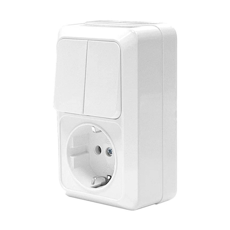 Блок БКВР о/у Олимп О0040, 2 клавиши + 1 гнездо с/з, белый