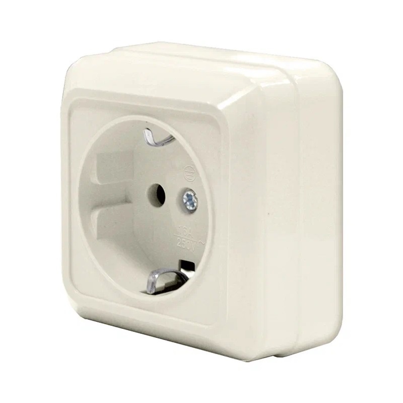 Розетка о/у Олимп Б-О0028, 1 гнездо, с/з, слоновая кость