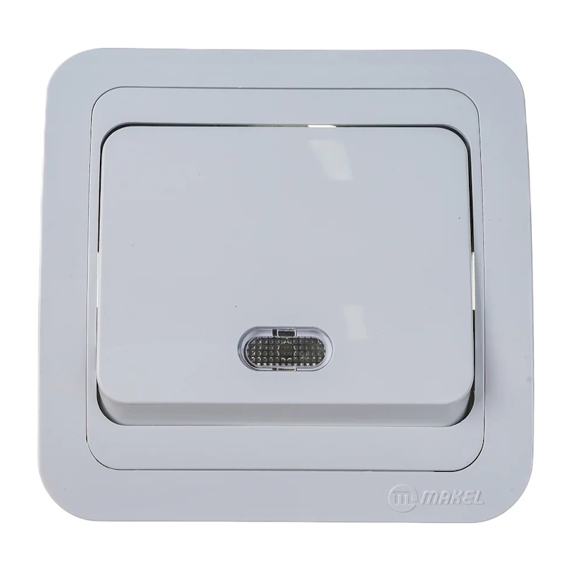 Выключатель с/у Mimoza 12021, 1 клавиша, с/инд, белый