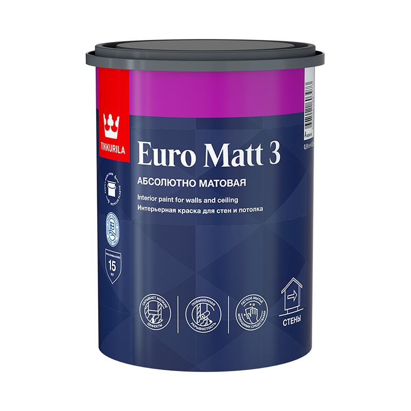 Краска интерьерная Tikkurila Euro Matt 3 основа А глубоко матовая (0,9 л)