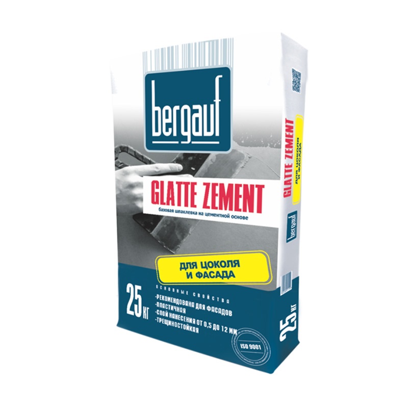 Шпаклевка базовая цементная Bergauf Glatte Zement серая, 25 кг