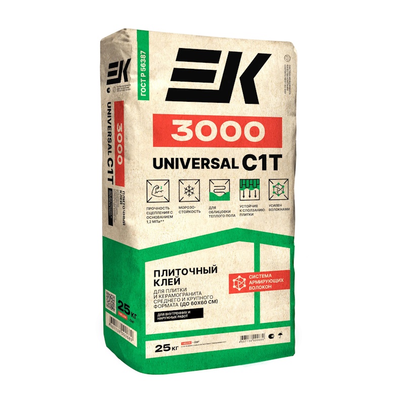 Клей для плитки и керамогранита ЕК 3000 (25 кг)