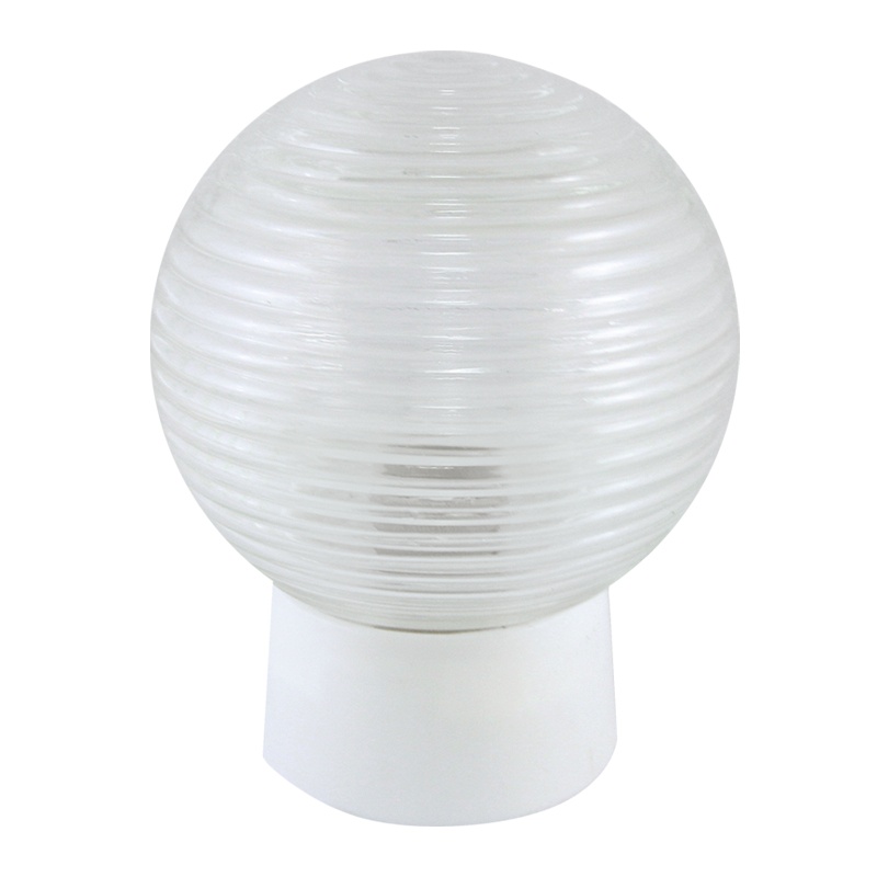 Светильник НББ под E27, 60Вт, 230В, IP20, шар, белый, пластик+стекло прямой