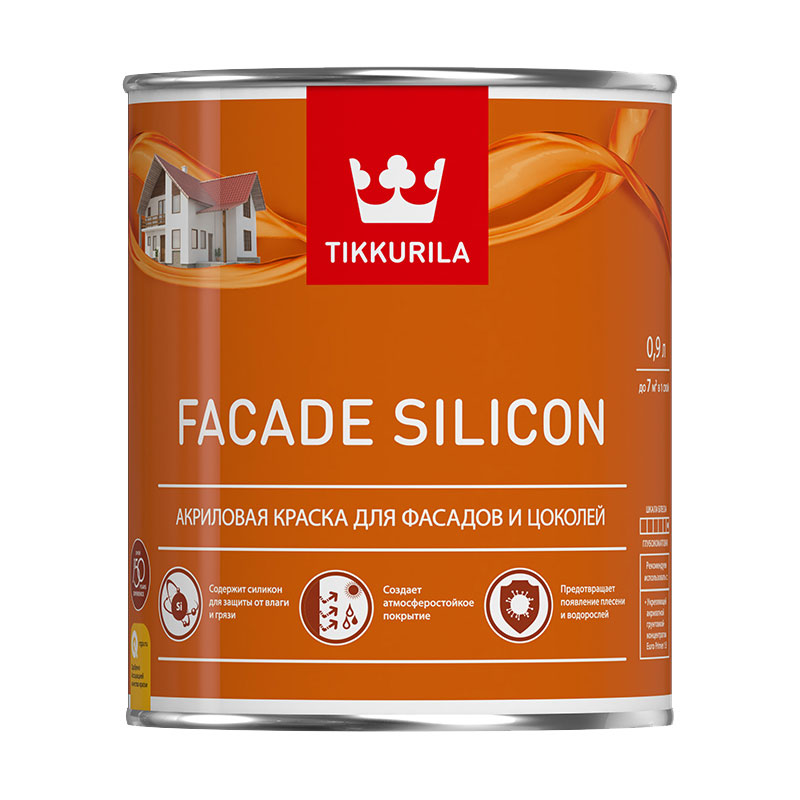 Краска фасадная Tikkurila Facade Silicon основа C глубокоматовая (0,9 л)