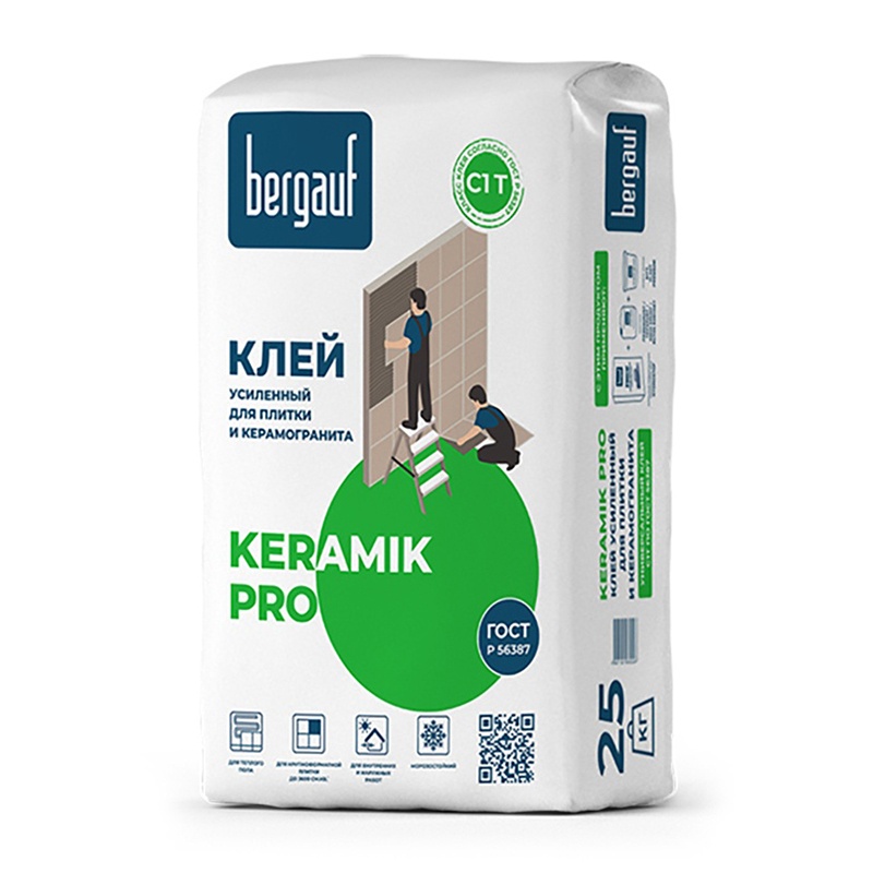 Клей для плитки Bergauf Keramik Pro С1T, усиленный (25 кг)