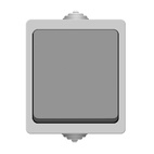 Выключатель о/у Universal Аллегро 1279, 1 клавиша, без индикации, 10А, 230В, IP54, серый