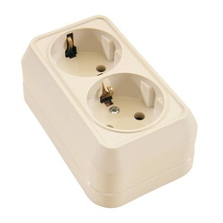 Розетка о/у Makel 45282, 2 гнезда, с/з, кремовая