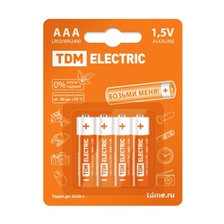 Батарейки алкалиновые TDM тип LR03/ААА, 1,5 В (4 шт)